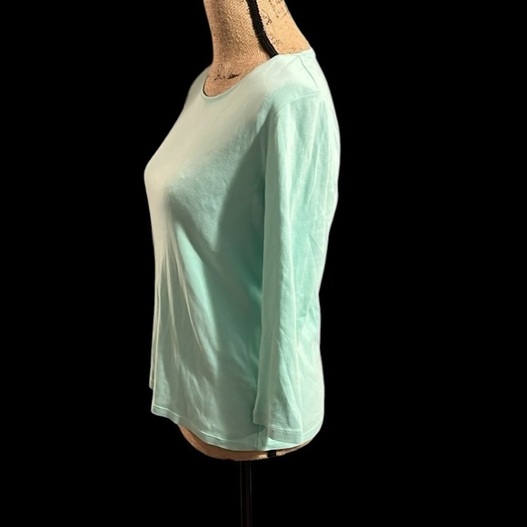 Charter Club mint green perfectly soft Pima cotton crew neck  3/4 sleeve tee - Picture 5 of 6